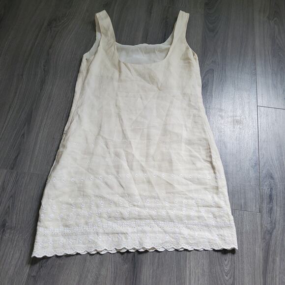 Banana Republic Linen Dress White Ivory Eyelet Sleeveless Whimsy Fairy Coastal - Picture 2 of 9